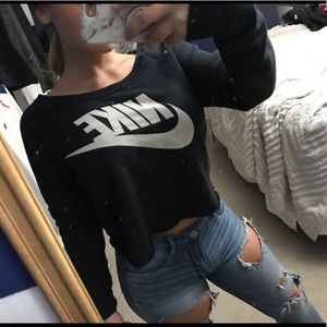 Nike raw hem boatneck cropped sweater